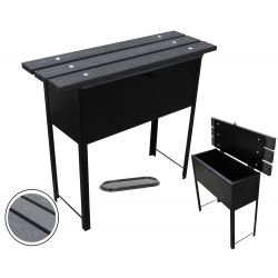 ławka cmentarna z oparciem i dużą skrzynką