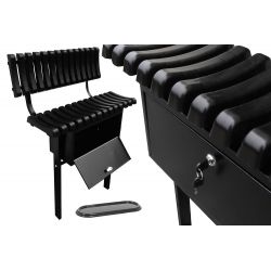 ławka cmentarna z oparciem i dużą skrzynką