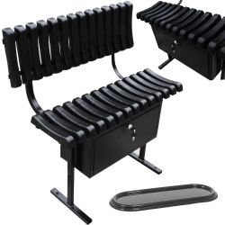 ławka cmentarna z oparciem i dużą skrzynką