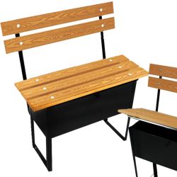 ławka cmentarna z oparciem i dużą skrzynką