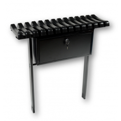 Ławka cmentarna z dużą skrzynką